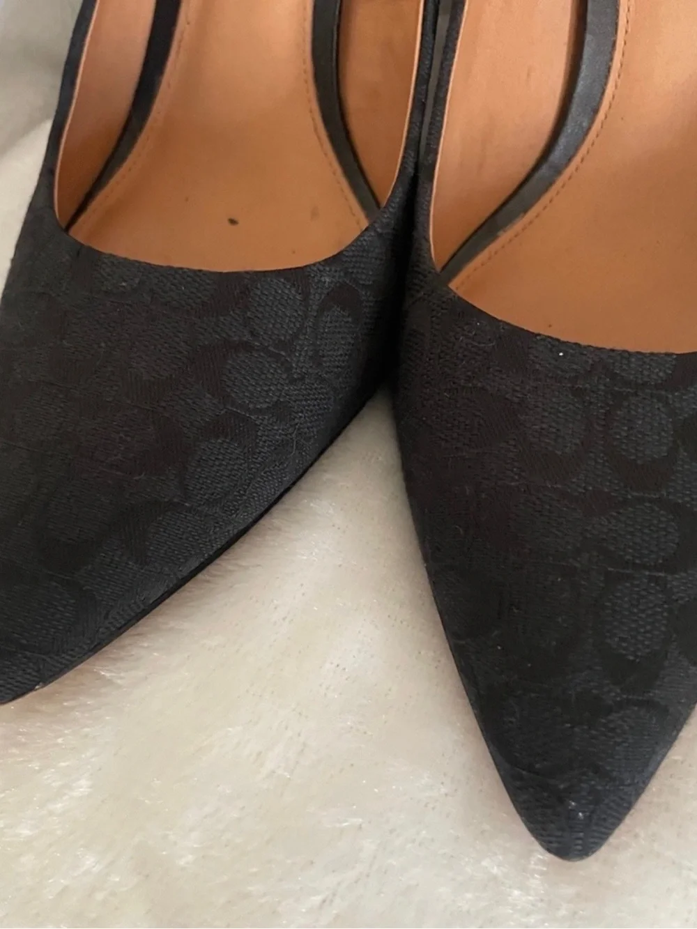 COACH Black Pointed Toe Signature Suede Pumps